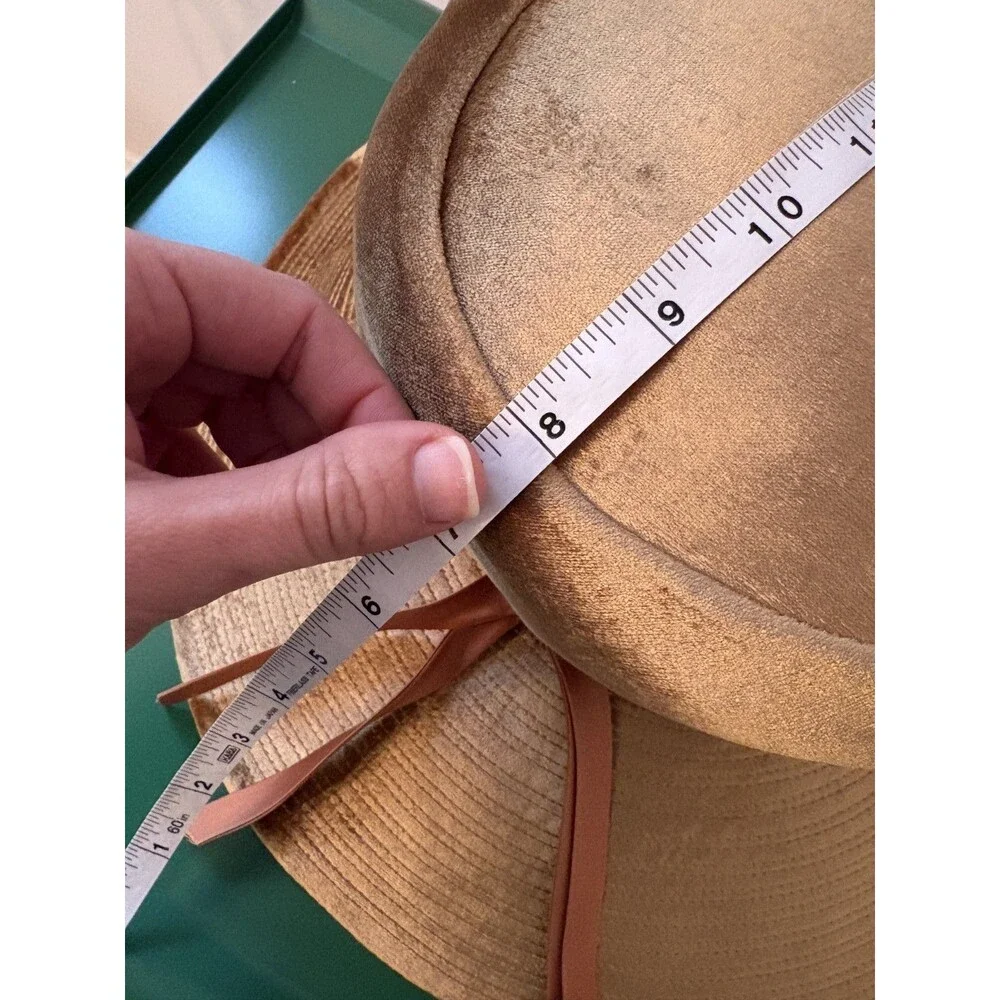 Vtg Mr Kim Original Sun Hat Wide Brim Satin Ribbon Bow Gold Bronze 1950s 60s